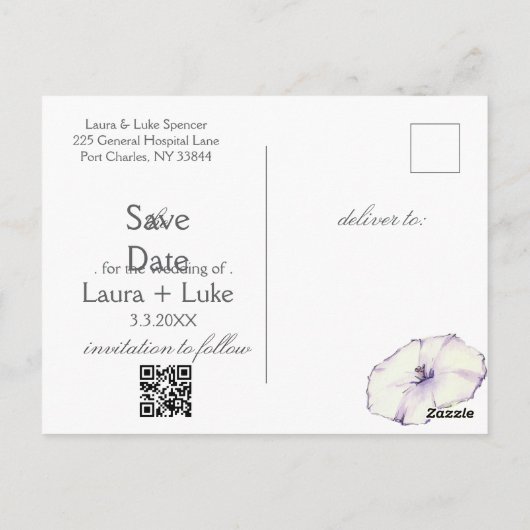 Modern Pansy Bewaar de datum Briefkaart (Achterkant)