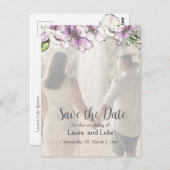 Modern Pansy Bewaar de datumfoto Briefkaart (Voorkant / Achterkant)