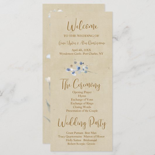 Modern Pansy Wedding Programma (Voorkant / Achterkant)