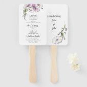 Modern Pansy Wedding Programma Handwaaier (Voorkant en achterkant)