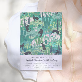 Modern Panther Oerwoud Birthday Party Kaart