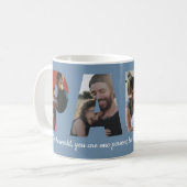 Modern PAPA 4 Foto Happy Vaderdag Blue Koffiemok (Voorkant links)