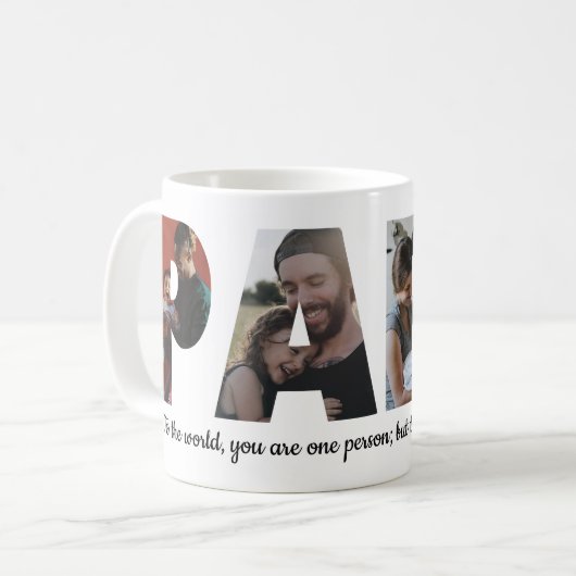 Modern PAPA 4 Fotocollage Happy Vaderdag Koffiemok (Voorkant links)