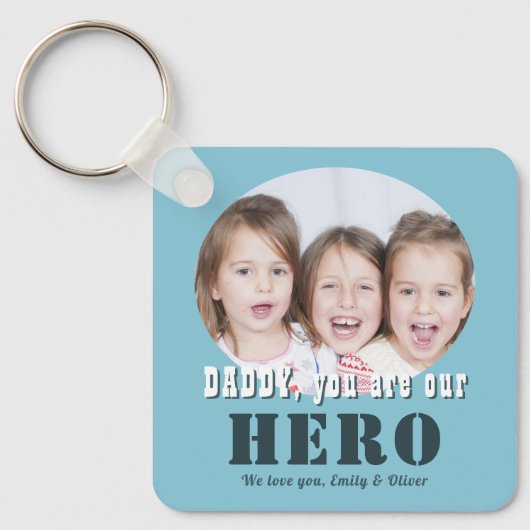 Modern papa je bent onze Hero Foto Vader Dag Sleutelhanger (Voorkant)