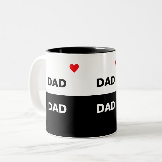 Modern papa op zwart en wit tweekleurige koffiemok (Voorkant links)