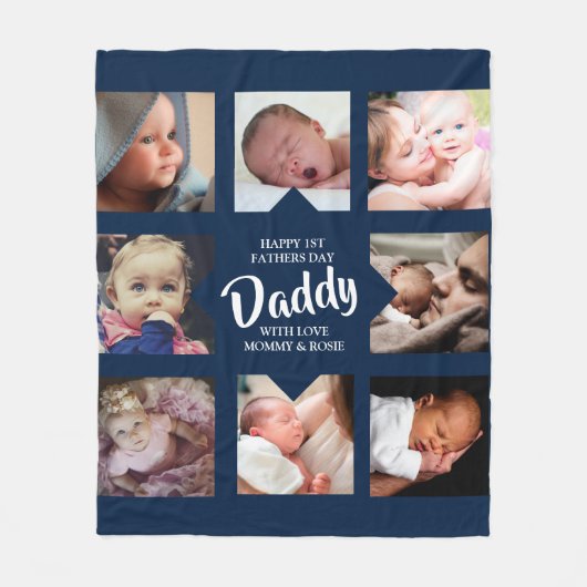Modern papa Photo Collage Fleece Deken (Voorkant)