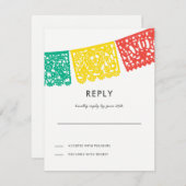 Modern Papel Picado Antwoorden Kaart | Bruiloft RS (Voorkant / Achterkant)