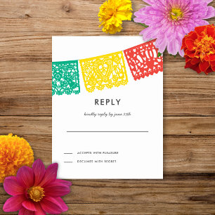 Modern Papel Picado Antwoorden Kaart   Bruiloft RS