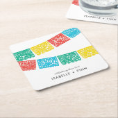 Modern Papel Picado | Bruiloft Bridal Shower Kartonnen Onderzetters (Schuin)