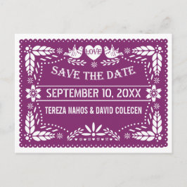 Modern Papel picado paarse bruiloft Save the Date Aankondigingskaart