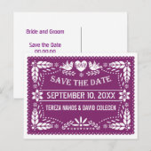 Modern Papel picado paarse bruiloft Save the Date Aankondigingskaart (Voorkant / Achterkant)