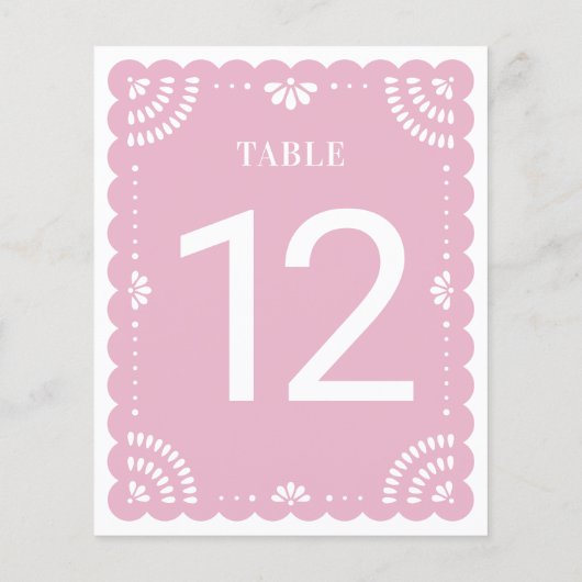 Modern Papel Picado Tafelnummer, Lavendel (Achterkant)