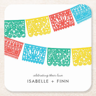 Modern Papel Picado Trouwfeest Bruidsfeest Kartonnen Onderzetters