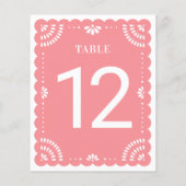 Modern Papel Picado Trouwtafel Nummer, Roos (Achterkant)