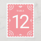 Modern Papel Picado Trouwtafel Nummer, Roos (Voorkant)