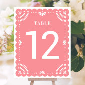 Modern Papel Picado Trouwtafel Nummer, Roos