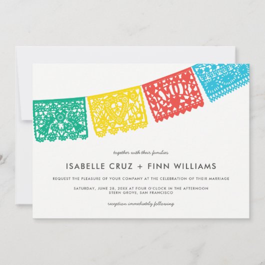 Modern Papel Picado | Uitnodiging tot weddenschapp (Voorkant)