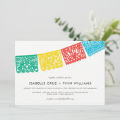 Modern Papel Picado | Uitnodiging tot weddenschapp (Staand voorkant)