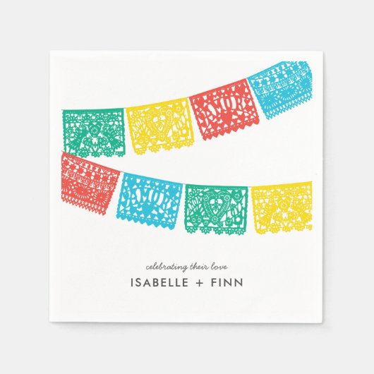 Modern Papel Picado | Vrijgezellenfeest voor wedde Servet (Voorkant)