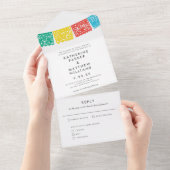 Modern Papel Picado Wedding Banner All In One Uitnodiging (Afscheurbaar)