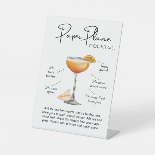 Modern Paper Plane Cocktail Reclamebord Met Voetstuk (Voorkant)