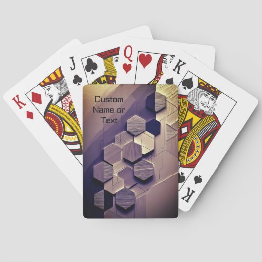 Modern papier en hout 3D Hexagon aangepaste tekst Pokerkaarten (Achterkant)