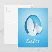 Modern papier gesneden konijnenoren, blauw Pasen Briefkaart (Voorkant / Achterkant)
