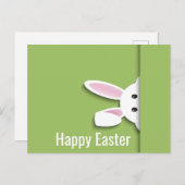 Modern papier gesneden piekend paashaas, groen briefkaart (Voorkant / Achterkant)