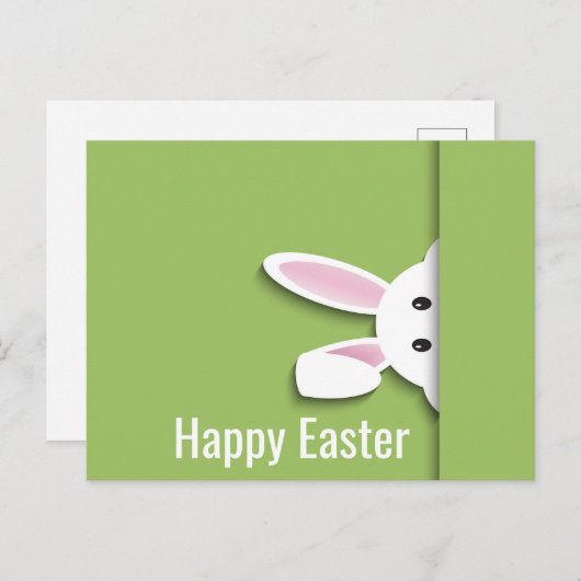 Modern papier gesneden piekend paashaas, groen briefkaart (Voorkant / Achterkant)