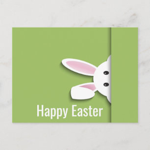 Modern papier gesneden piekend paashaas, groen briefkaart