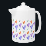Modern papier harten patroon theepot<br><div class="desc">Geïnspireerd door de kunst van papier vouwen is dit moderne hartpatroon ontworpen om op bloembladeren te lijken.</div>