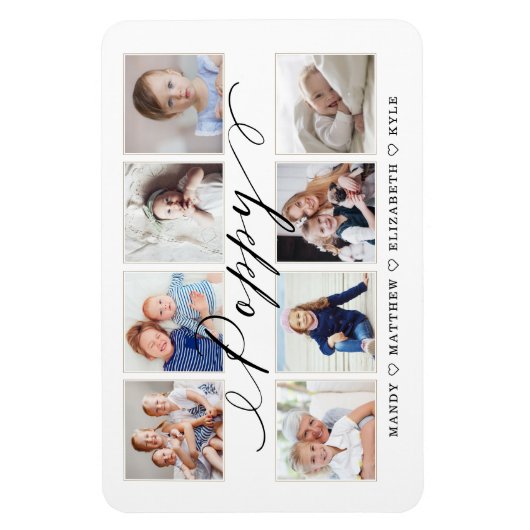 Modern Papierscript | Foto-collage voor kleinkinde Magneet (Verticaal)