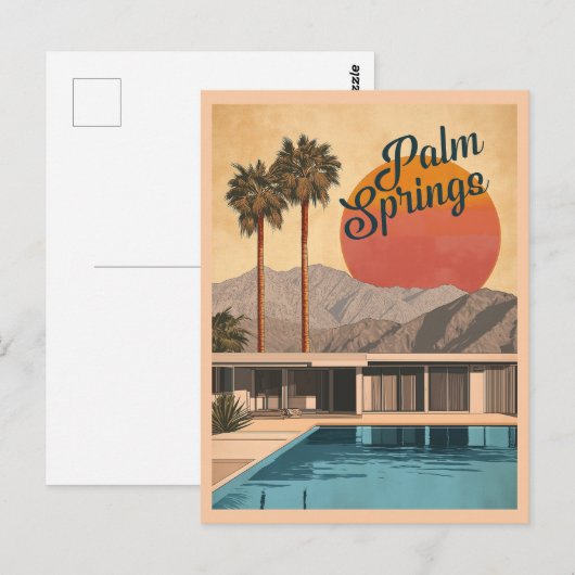 Modern paradijs uit het midden van de eeuw: Palm S Briefkaart (Voorkant / Achterkant)