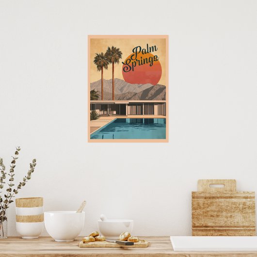 Modern paradijs uit het midden van de eeuw: Palm S Poster (Keuken)