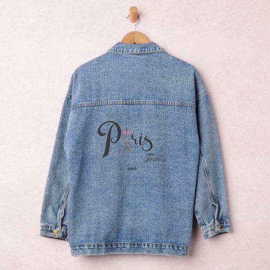 Modern PARIJS, Eiffeltoren Roze Boog Ontwerp Chiqu Denim Jacket (Hangar)