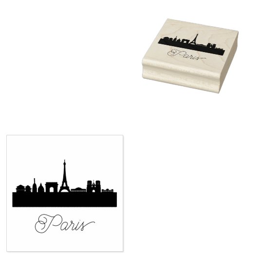 Modern Parijs, Frankrijk Stad | gestileerde skylin Rubberstempel (Gestempeld)