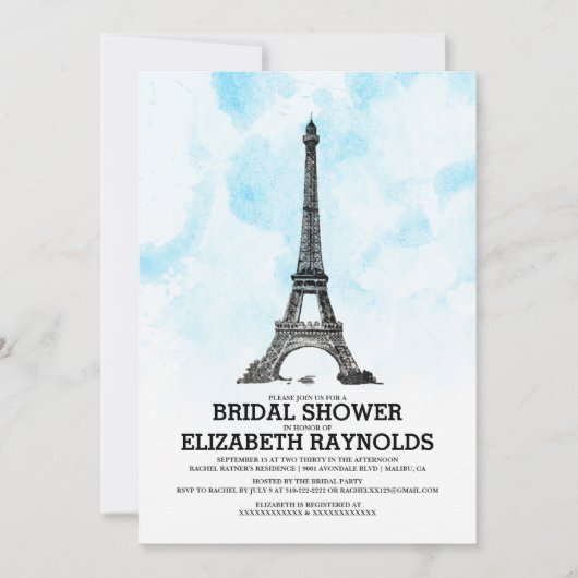 Modern Paris Bridal Shower Invitations Kaart (Voorkant)