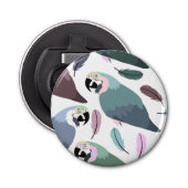 Modern Parrots Tropical Pattern  Button Flesopener (Voorkant)