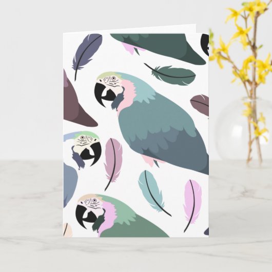 Modern Parrots Tropical Pattern  Kaart (Gele Bloem)