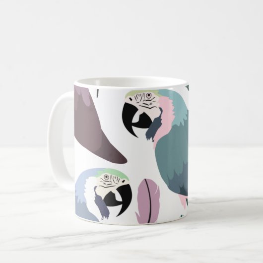 Modern Parrots Tropical Pattern Koffiemok (Voorkant links)