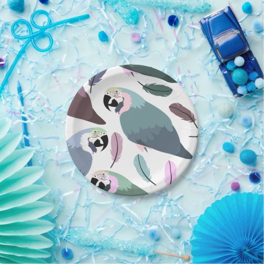 Modern Parrots Tropical Pattern  Papieren Bordje (Feest)