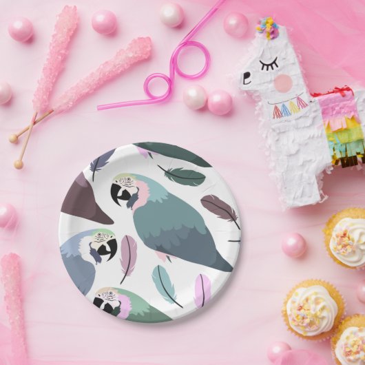 Modern Parrots Tropical Pattern Papieren Bordje (Feest)