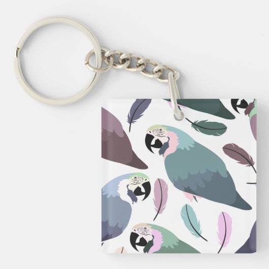 Modern Parrots Tropical Pattern Sleutelhanger (Voorkant)