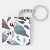 Modern Parrots Tropical Pattern Sleutelhanger (Achterkant)