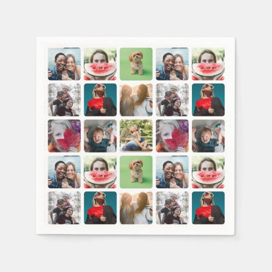 Modern Party Fotocollage Patroon Servet (Voorkant)