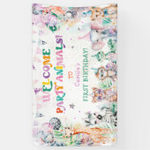 Modern Party Leuke Dieren Meisje Verjaardag Welkom Spandoek (Verticaal)