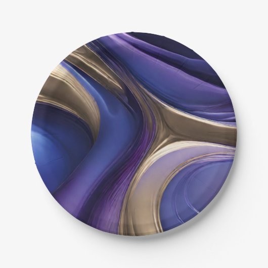 Modern Party Supplies-Blauw Paarse en Gold- Papieren Bordje (Voorkant)