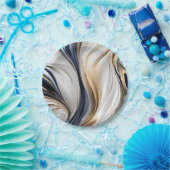 Modern Party Supplies-Blauw Wit en Goud- Papieren Bordje (Feest)