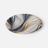 Modern Party Supplies-Blauw Wit en Goud- Papieren Bordje (Gekanteld)