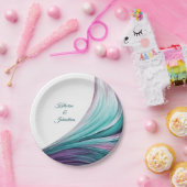 Modern Party Supplies-Paarse en Groen- Papieren Bordje (Feest)